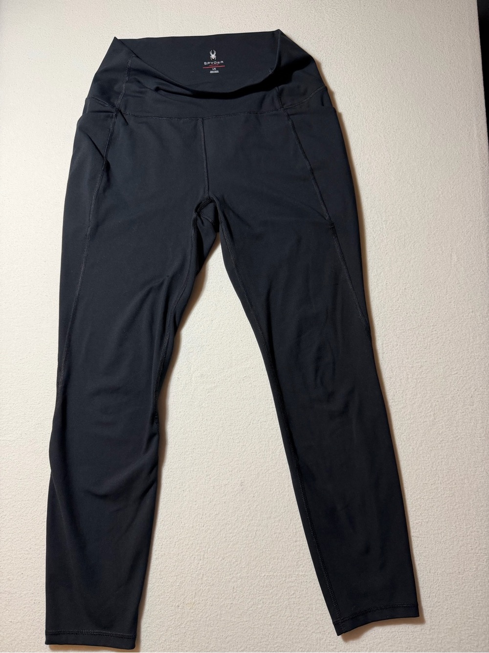 Spyder Black Performance Active Leggings with Red Logo